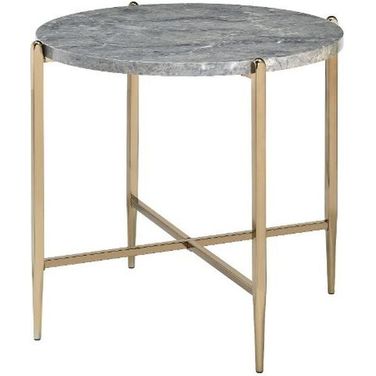 Tainte End Table In Faux Marble Top And Champagne