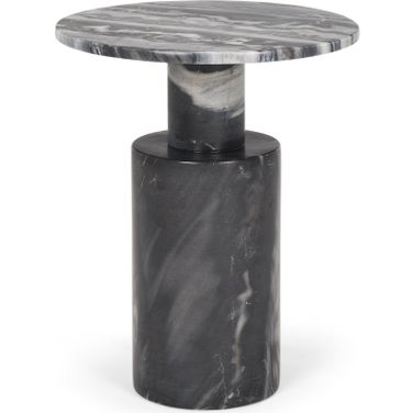 Taite Solid Marble Pedestal Accent Table In Dark Gray