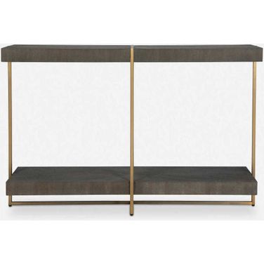Taja Modern Brass and Wood Console Table In Brown and Gold