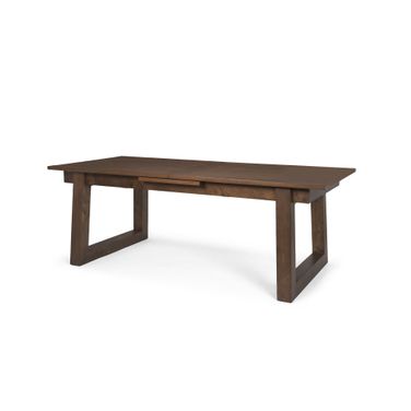 Takota Oak Wood with Birch Wood Legs Extendable Rectangular Dining Table In Dark Brown