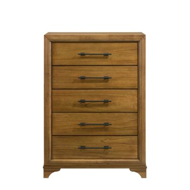 Talcott 5 Drawer Chest In Honey Brown