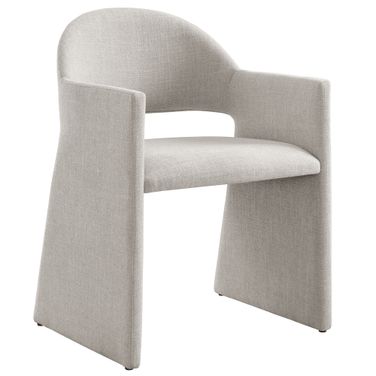 Talia Upholstered Fabric Dining Armchair In Linen