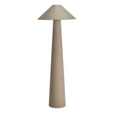 Tall Linen Floor Lamp with Shade and Inline Foot Switch In Natural