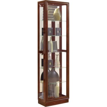 Tall Traditional 5 Shelf Curio Cabinet In Cherry Brown