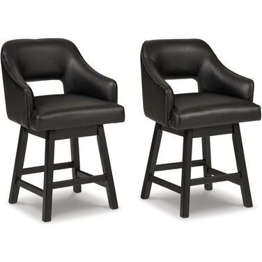 Tallenger Black/Dark Brown Upholstered Swivel Barstool Set of 2
