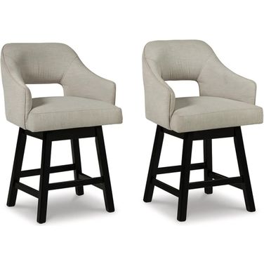 Tallenger Linen/Brown Upholstered Swivel Barstool Set of 2