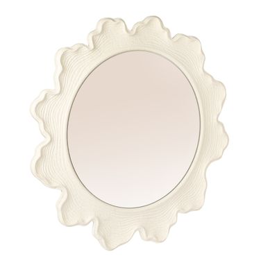 Tallulah Round Wall Mirror with Organic Scalloped Metal Frame In White