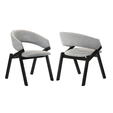 Talulah Gray Fabric and Black Veneer Dining Side Chair Set of 2