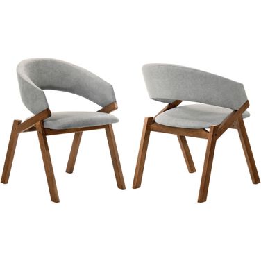 Talulah Gray Fabric and Walnut Veneer Dining Side Chair Set of 2