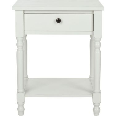 Tami Shady White End Table with Storage Drawer