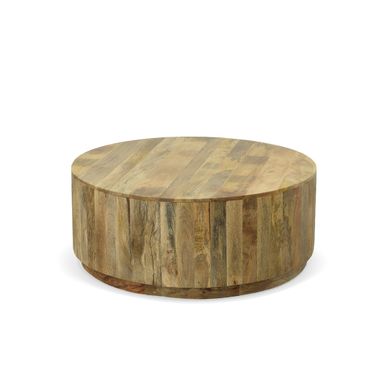 Tamia 42 Inch Round Wooden Coffee Table In Natural