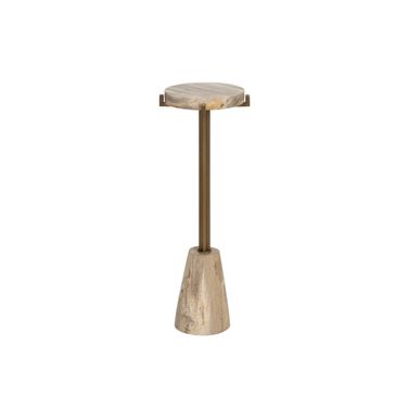 Tamlin End Table In Natural and Antique Brass