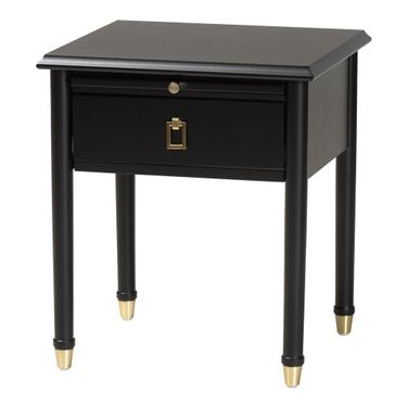 Tamra Wood Nightstand with Pullout Shelf In Black