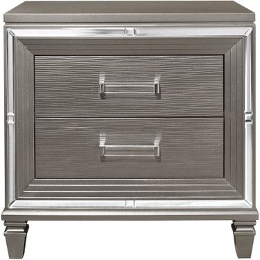 Tamsin Silver Gray Metallic Nightstand