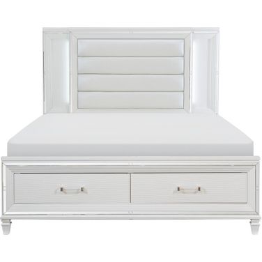 Tamsin White Metallic King Storage Platform Bed