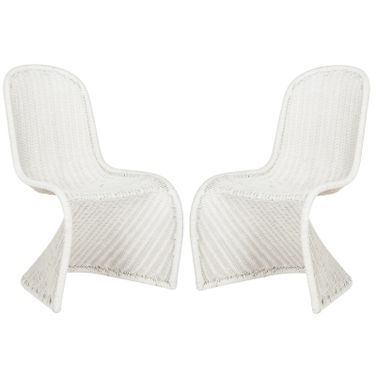 Tana White Wicker Side Chair Set of 2