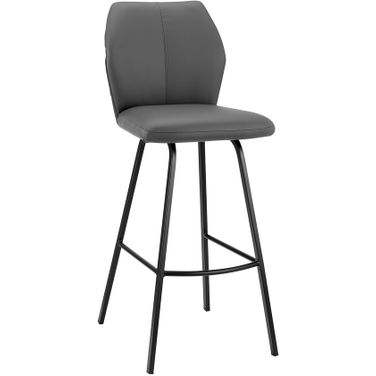 Tandy Gray Faux Leather and Black Metal 26 Inch Counter Stool