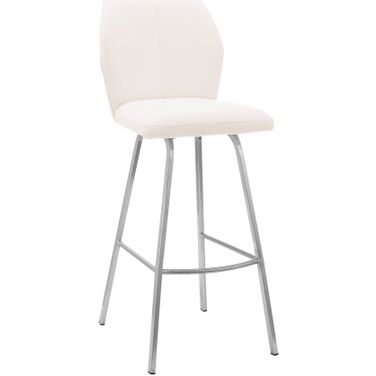 Tandy White Faux Leather and Brushed Stainless Steel 26 Inch Counter Stool