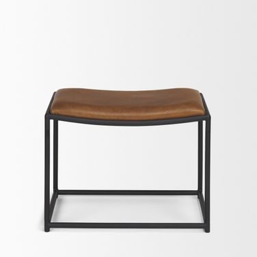 Taniel Leather And Metal Stool In Brown