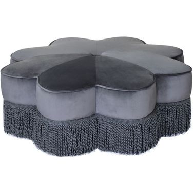 Tanith Flower Ottoman in Dark Grey