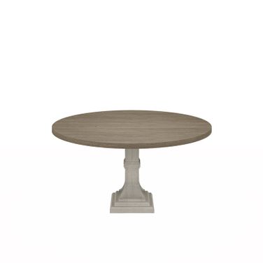 Tannen 59 Inch Round Dining Table In White and Gray