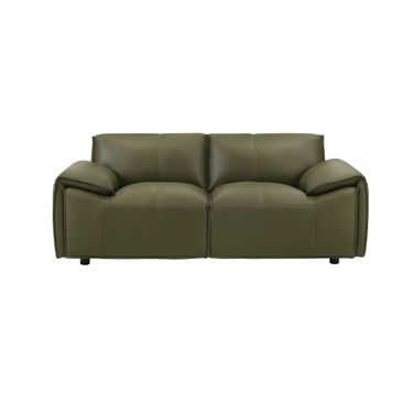 Tanner 74 Inch Top Grain Genuine Leather Loveseat with Padded Arms In Green