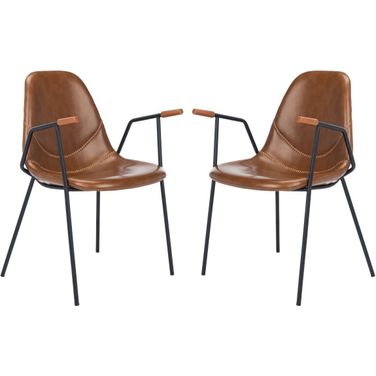 Tanner Cognac Mid Century Dining Chair Set of 2