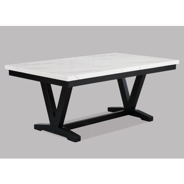 Tanner Dining Table Faux Carrara Marble In White and Black