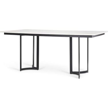 Tanner I Rectangular White Marble With Metal Base Dining Table