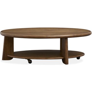 Tanner Oval Cocktail Table With Casters In Tawny Brown