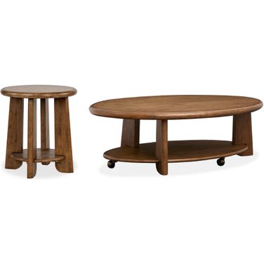 Tanner Oval Occasional Table Set In Tawny Brown