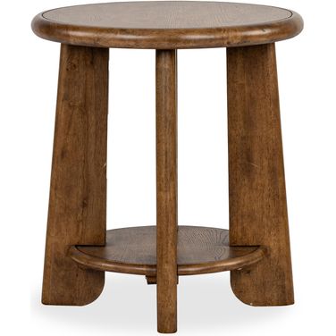 Tanner Round End Table In Tawny Brown