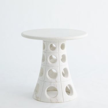 Taper Circle Side Table In White