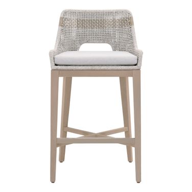 Tapestry Outdoor Barstool In Taupe White and Washed Ever Teak