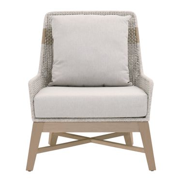 Tapestry Outdoor Club Chair In Taupe White and Washed Ever Teak