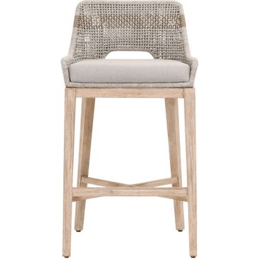 Woven Tapestry Barstool In Taupe and Natural Gray