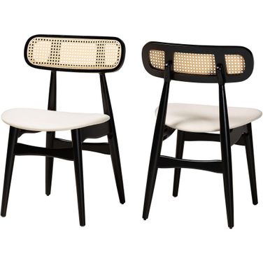 Tarana Wood Dining Chair Set of 2 In Cream and Black