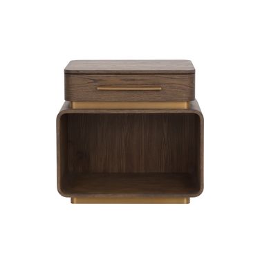 Taro Nightstand In Brown and Brushed Gold