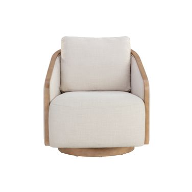 Tasia Swivel Lounge Chair In Effie Linen