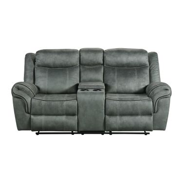 Tasso Motion Loveseat with Console In Charcoal