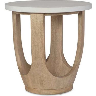 Tatli Stone Top Side Table In Woodtone