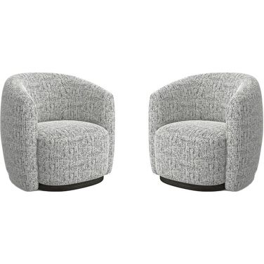 Tatum Nightshade Swivel Accent Chair Set of 2 In Grey