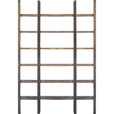 Taunton I Brown Wood And Black Iron Six Shelving Unit