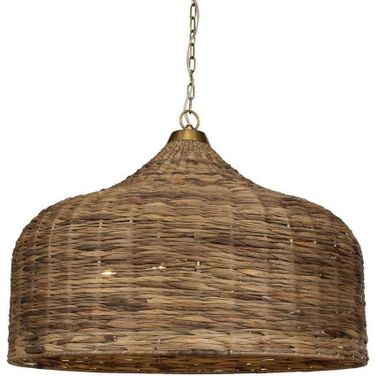 Tauranga Seagrass 5 Light Pendant In Brass