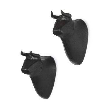 Tauro 2.5 x 5 Inch Wall Decor Set of 2 In Black