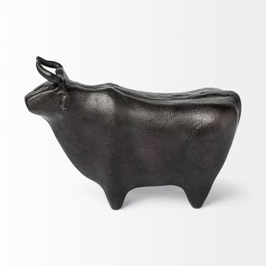 Taurus II Cast Aluminum Bull Decorative Object In Black