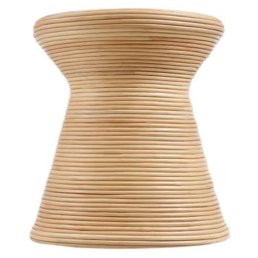 Tavi Hourglass Natural Rattan Round Side Table In Natural