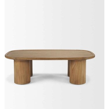 Tavi Rectangular Column Legs Coffee Table In Brown