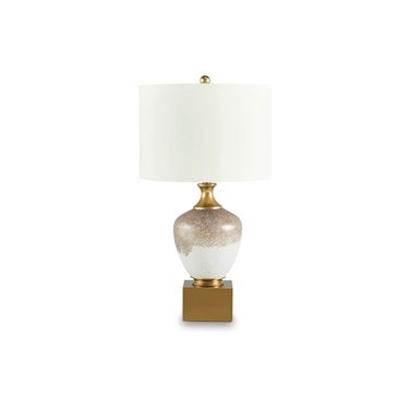 Tavisburg Table Lamp In Brown/White/Gold