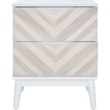 Tay 2 Drawer Patterned Night Stand in White Wash